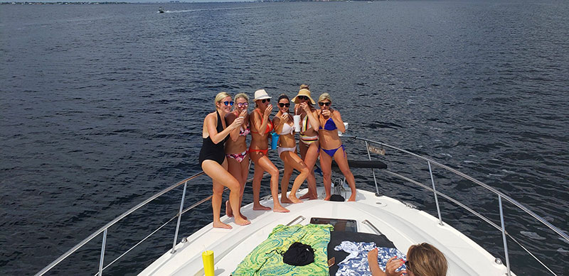 Guests on the bow of the Carolina Daze